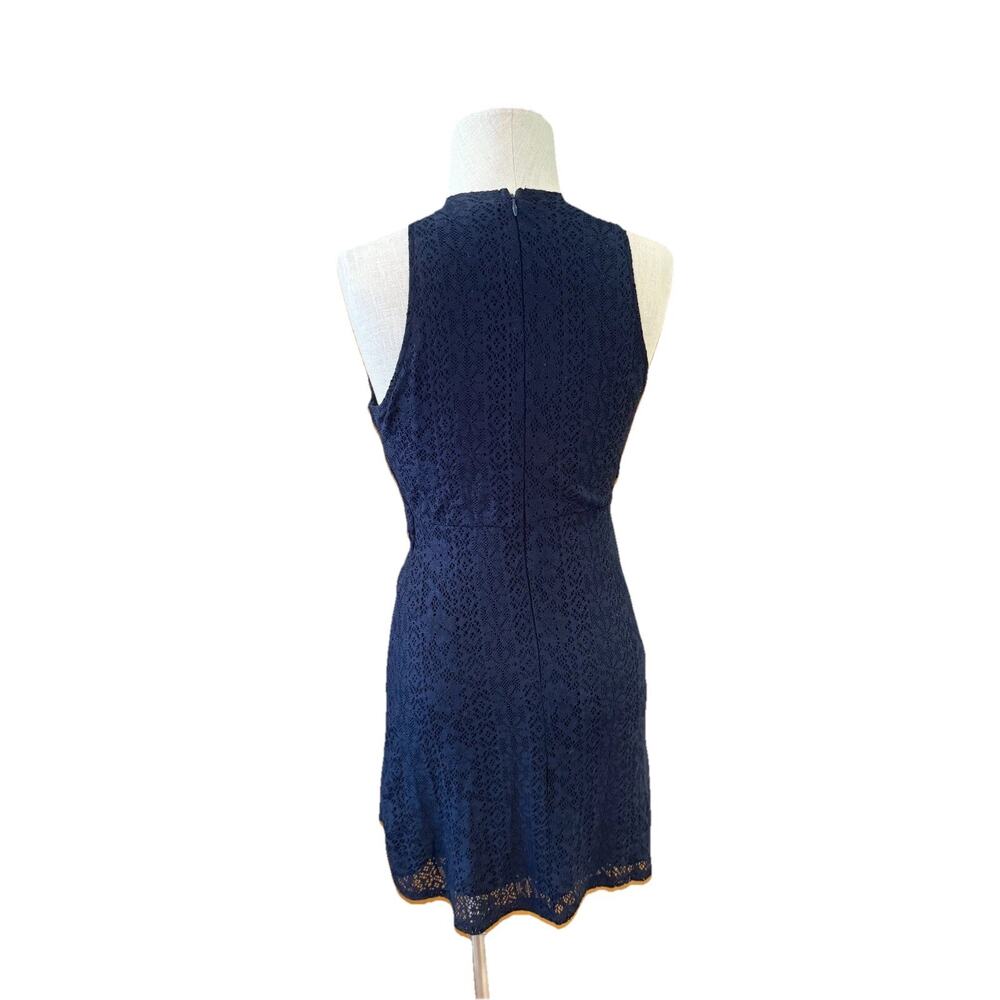 Abercrombie & Fitch Shift Dress Women Small Black Lace Eyelet Sleeveless Zipper - Picture 4 of 6